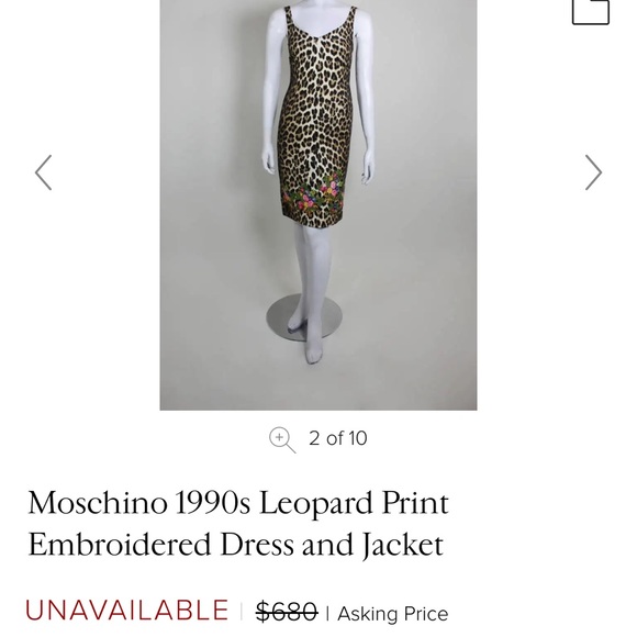 Moschino Vintage 1990s Leopard Print Embroidered Dress, size Small - Picture 11 of 11
